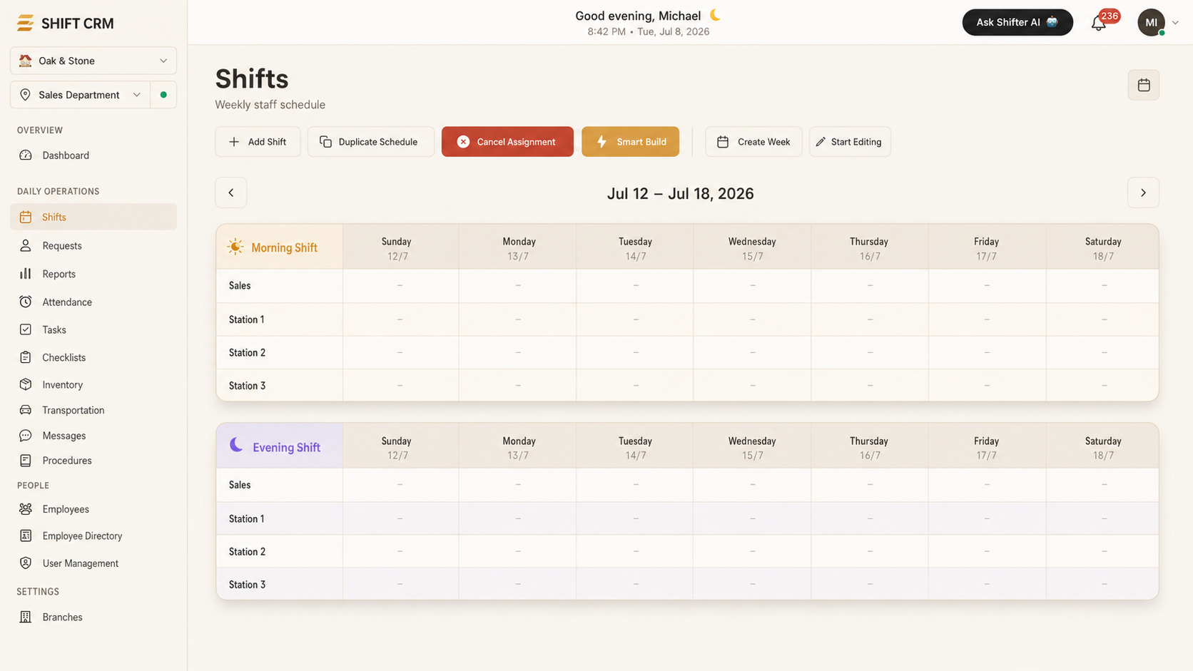 ShiftCRM schedule